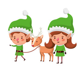 elf couple with reindeer avatar character