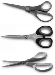 Set of new  paper scissors on a white background.