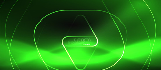 Dark black abstract background with neon colors and lines