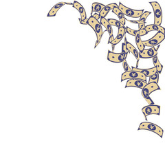 Chinese yuan notes falling. Floating CNY bills on 