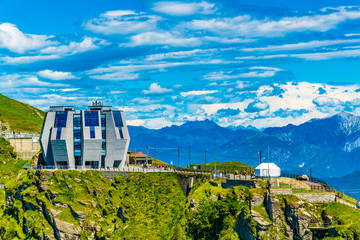 Building designed by Mario Botta on top of Monte Generoso, Switzerland