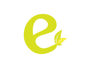 Initial Letter E nature with leaf green color Design Logo Graphic Branding Letter Element.