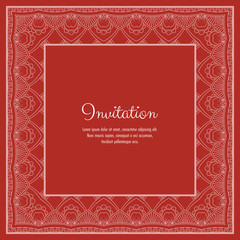 Abstract ornamental lace frame for greeting card or invitation