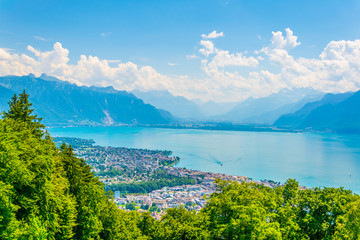 Aerial View Swiss City Vevey