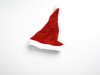 Fototapeta na wymiar Single Santa Claus red hat on white