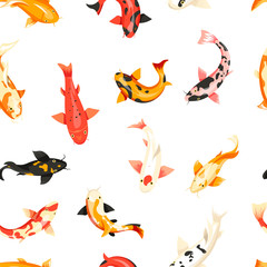 Fish exotic cold blooded animals seamless pattern vector.