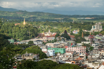 Fototapeta na wymiar Beautiful landscape of Tachileik the border town of Myanmar between Chiang Rai province of Thailand.