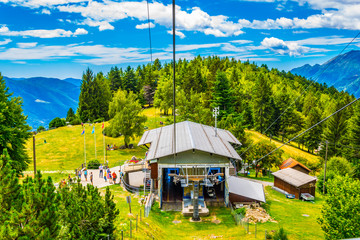 Cable car leading to Cardada mountain in Switzerland