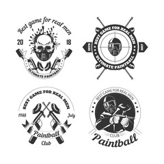 Fototapeta na wymiar Paintball game sport club logo templates of gamer shooting target or paint ball gun