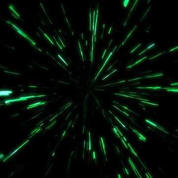 Glitch glow lines in abstraction background green explosion
