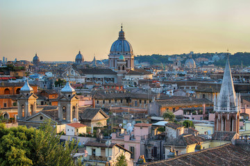 Fototapeta na wymiar View to rooftops of Rome