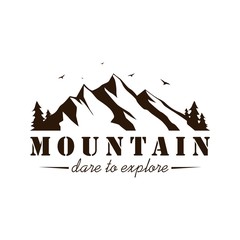 Black and White Mountain Explorer Adventure Badge Vector Template Design