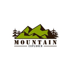 Mountain Explorer Adventure Logo, Icon, Sign Badge Vector Template Design
