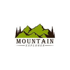 Mountain Explorer Adventure Logo, Icon, Sign Badge Vector Template Design