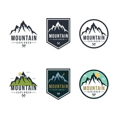 Forest, Mountain Adventure Badge Vector Logo, Sign Icon Template Set