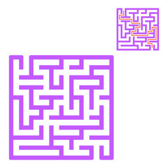 Abstract square maze. Game for kids. Puzzle for children. One entrance, one exit. Labyrinth conundrum. Flat vector illustration isolated on white background. With answer.