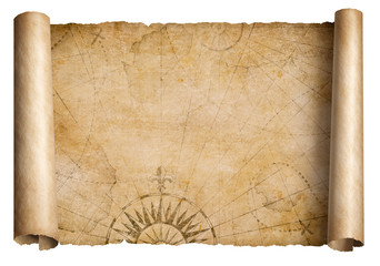 old medieval treasure map scroll isolated