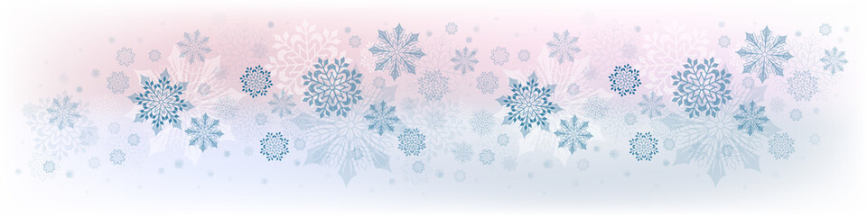 Christmas composition from a set of beautiful snowflakes of pink and blue hues.