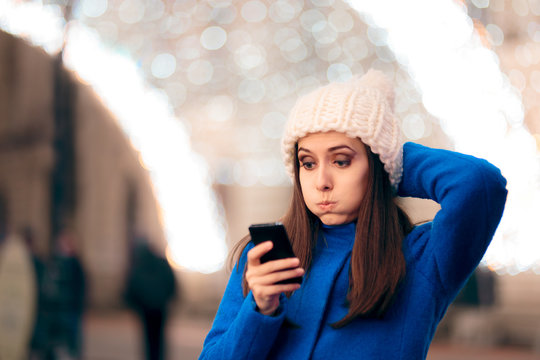 Girl Receiving Inappropriate Text Messages On Christmas Time