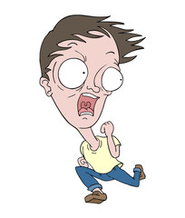 Obraz premium scared man scaping