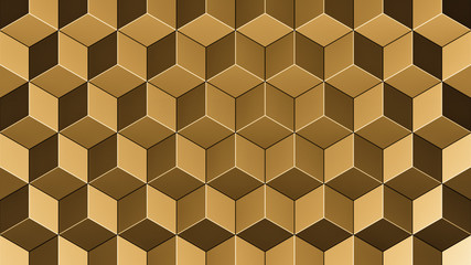 Abstract Golden Cubes, 3D Render