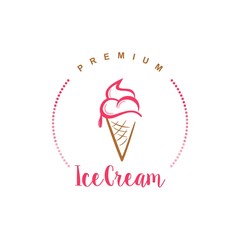 Simple Flat Design Ice Cream Logo, Sgn, Icon, Stamp Modern Vintage Vector Illustration