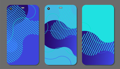 Set fashionable abstract ornaments for mobile phone cover and screen . The visible part of the clipping mask. The sample is ready for printing after the release clipping mask.Vector