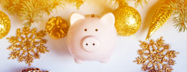 Banner. Christmas background. Happy New Year. Holiday. Selective focus.