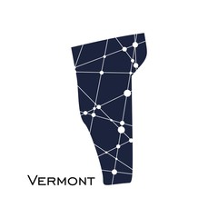 Image relative to USA travel. Vermont state map textured by lines and dots pattern