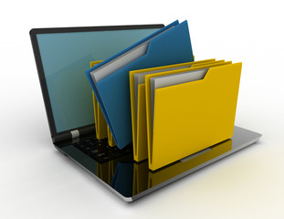 colorful folders isolated over white . 3d rendered illustration