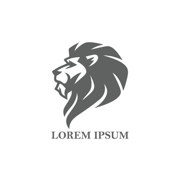 Angry Lion Head Black and White Logo, Sign, Vector Design