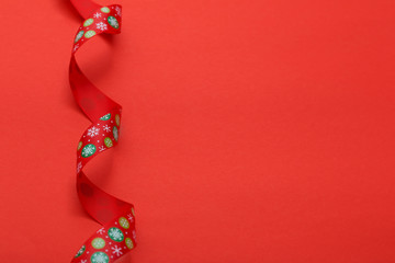 Christmas ribbon on paper background