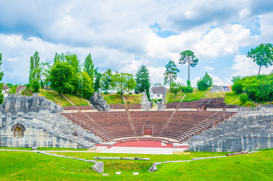 Roman theatre at Augusta Raurica, a former roman settlement near Basel, Switzerland