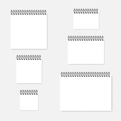 White paper with spiral - blank calendar, horizontal A4, A5, A6, square