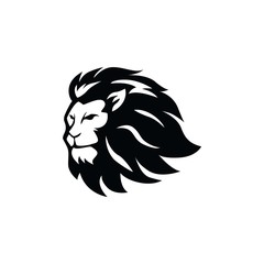 Angry Lion Head Black and White Logo, Sign, Vector Design