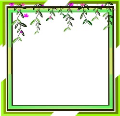 Cosmos Flower Frame Yellow, natural summer field, beautifully relaxing nature, illustration, boundary, frame, stripes for decorating and presentation, colorful colors for making page labels