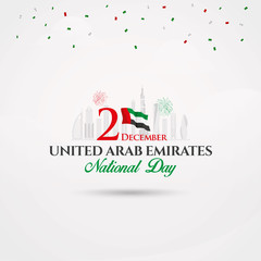 UAE National Day logotype with UAE national flag and confetti. vector illustration for UAE National Day greeting card, banner, flyer and poster