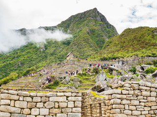View of the tourists visiting Machu Picchu