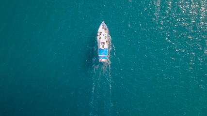 Fishing boat at sea - Aerial image