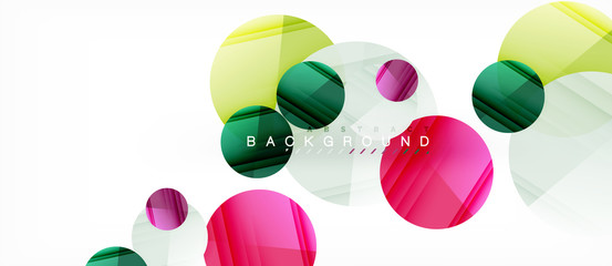 Glossy colorful circles abstract background, modern geometric design