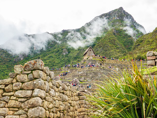 Clouds covering the mountains around Machu Picchu