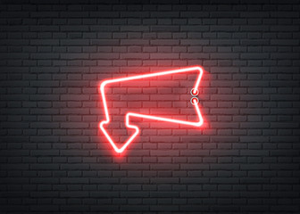 Vector neon entrance red arrow for bar night club
