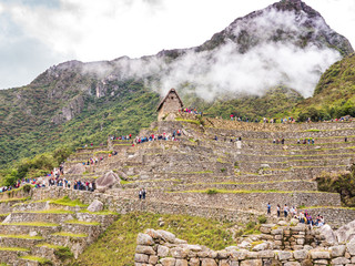Clouds covering the mountains around Machu Picchu