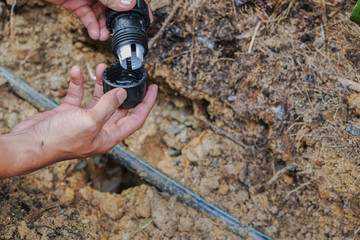 Leaked poly pipes are being repaired