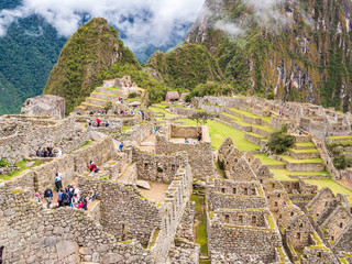 Clouds covering the mountains around Machu Picchu