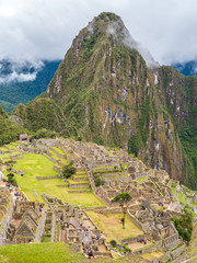 Clouds covering the mountains around Machu Picchu