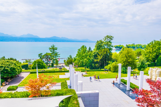 Park in front of the International olympic museum in Lausanne, Switzerland