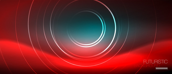 Neon glowing techno lines, hi-tech futuristic abstract background template with square shapes