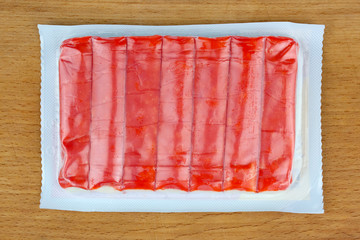 Delicious crab sticks prepared for eating.