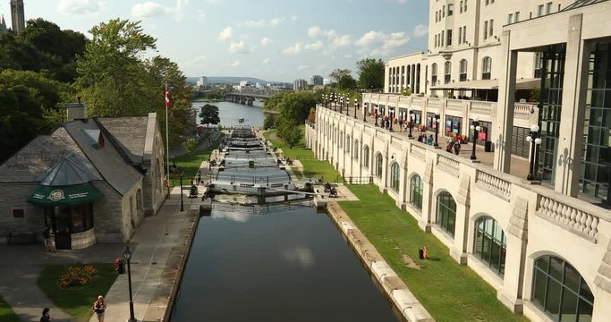 Rideau Canal Lock system and river in Ottawa